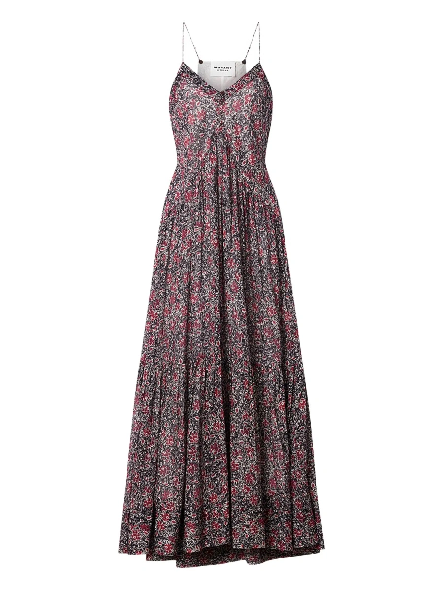 Rochii Long Dress 'Sabba' with Straps and All-Over Multicolor Cotton Motif for Women - Img 7