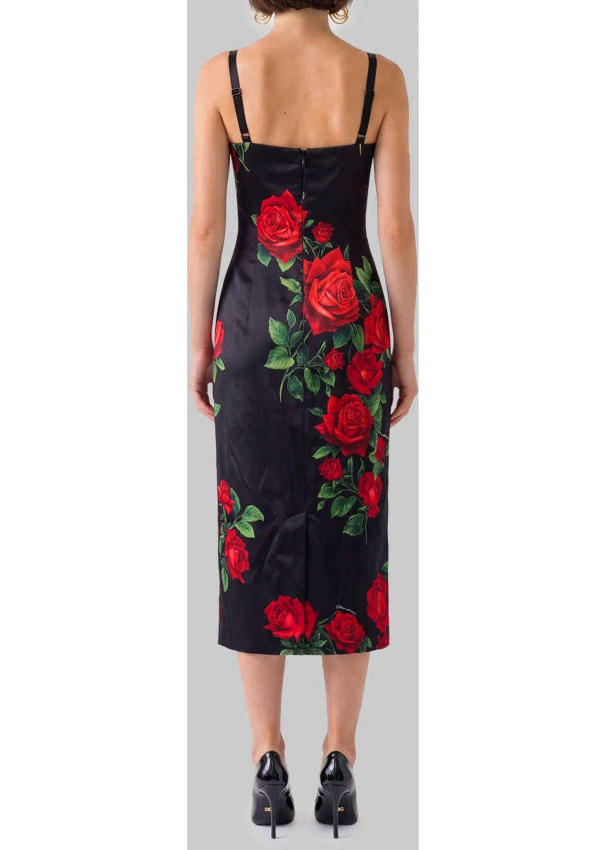 Rochii Midi Dress In Rose-Print Satin - Img 3