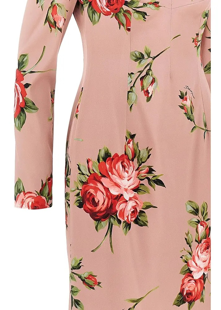 Rochii Roses bouquet print silk dress - Img 2