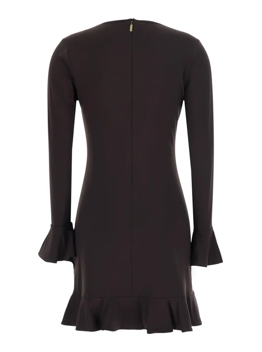 Rochii ROUCHED RUFFLE HEM DRESS with ruffled hems and ruffles in Recycled Polyester Brown Woman - Img 2