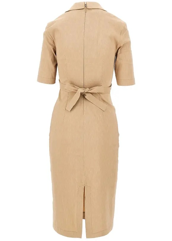 Rochii Wrapped linen-blend midi dress - Img 3