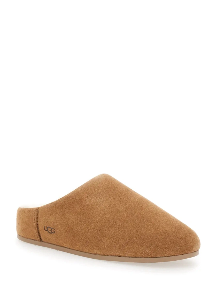 Saboti UGG bej din piele intoarsa si shearling 'Elea' - Img 2
