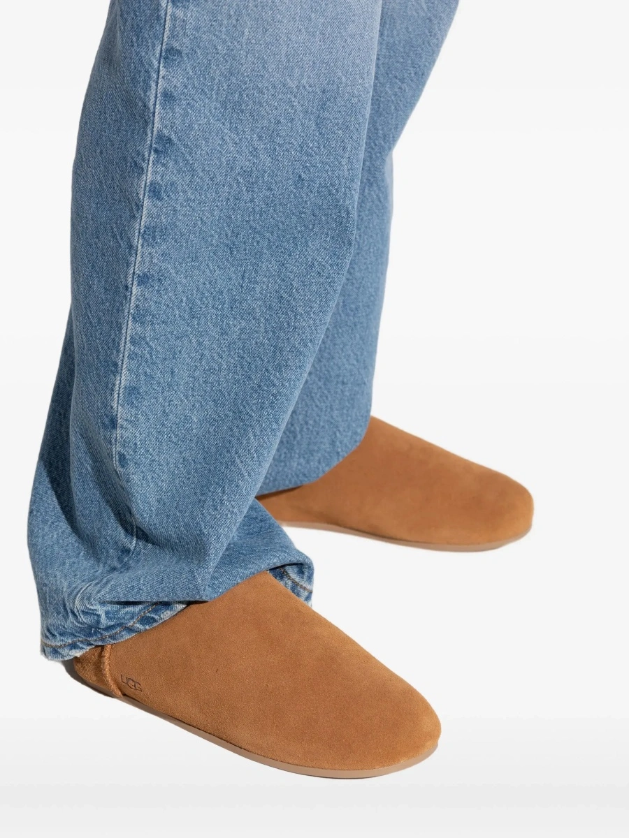 Saboti UGG bej din piele intoarsa si shearling 'Elea' - Img 8