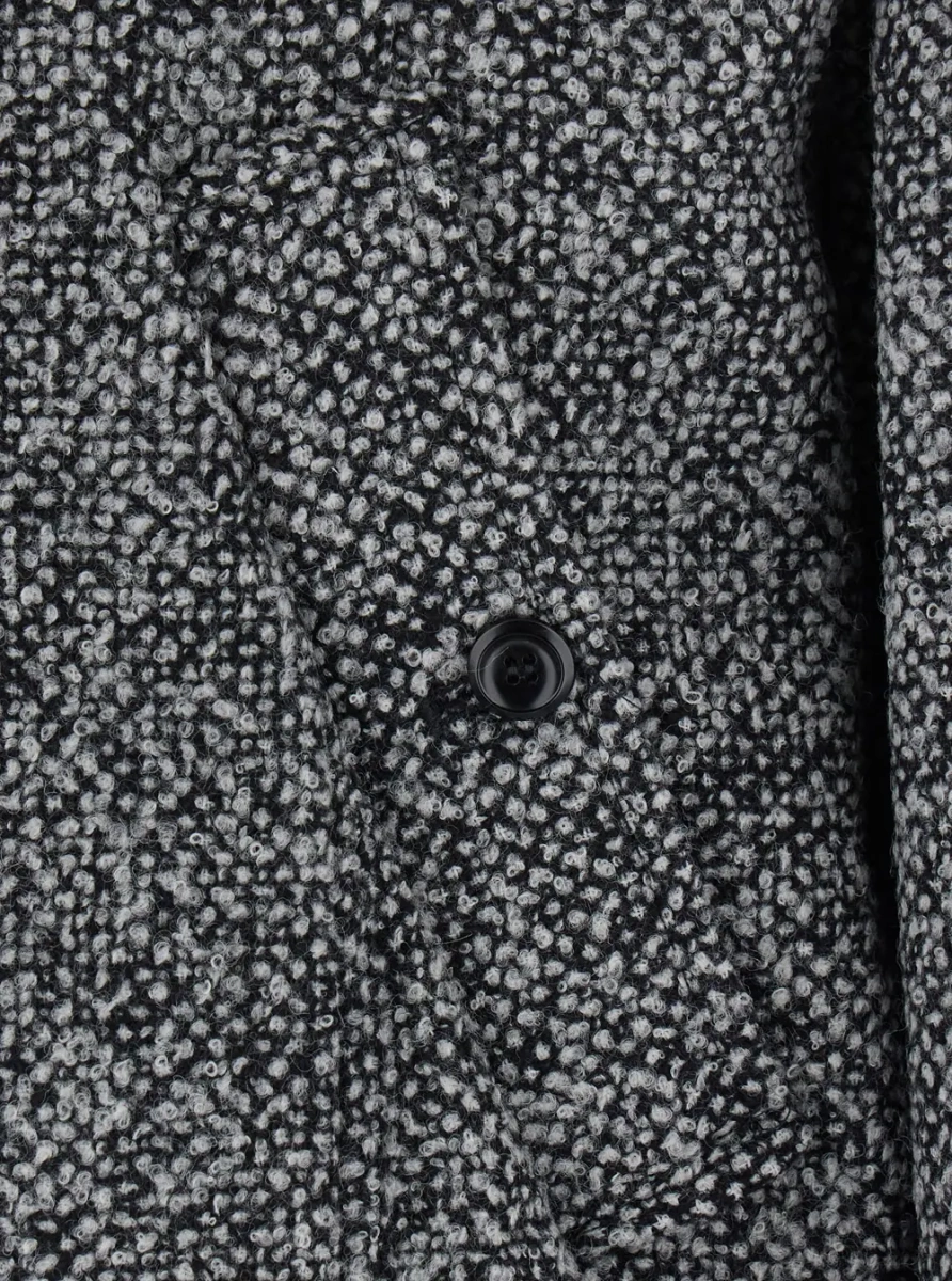Sacou Black high-neck jacket with off-center closure in wool men - Img 3