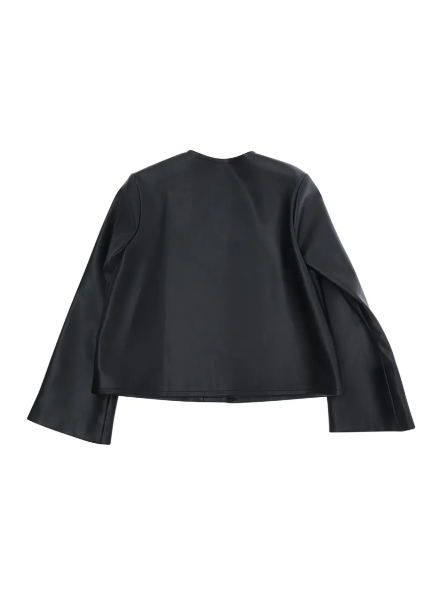 Sacou Black Jacket with logo lettering on the front in Ecoleather Girl - Img 2