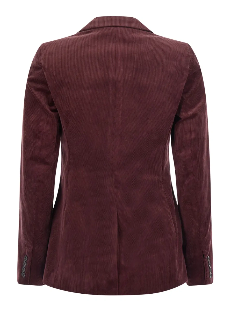 Sacou Blazer with notched collar and long sleeves in Tech Fabric Bordeaux for women - Img 2