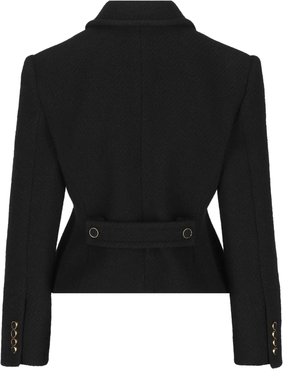 Sacou Cropped single-breasted Blazer with fabric buttons - Img 4