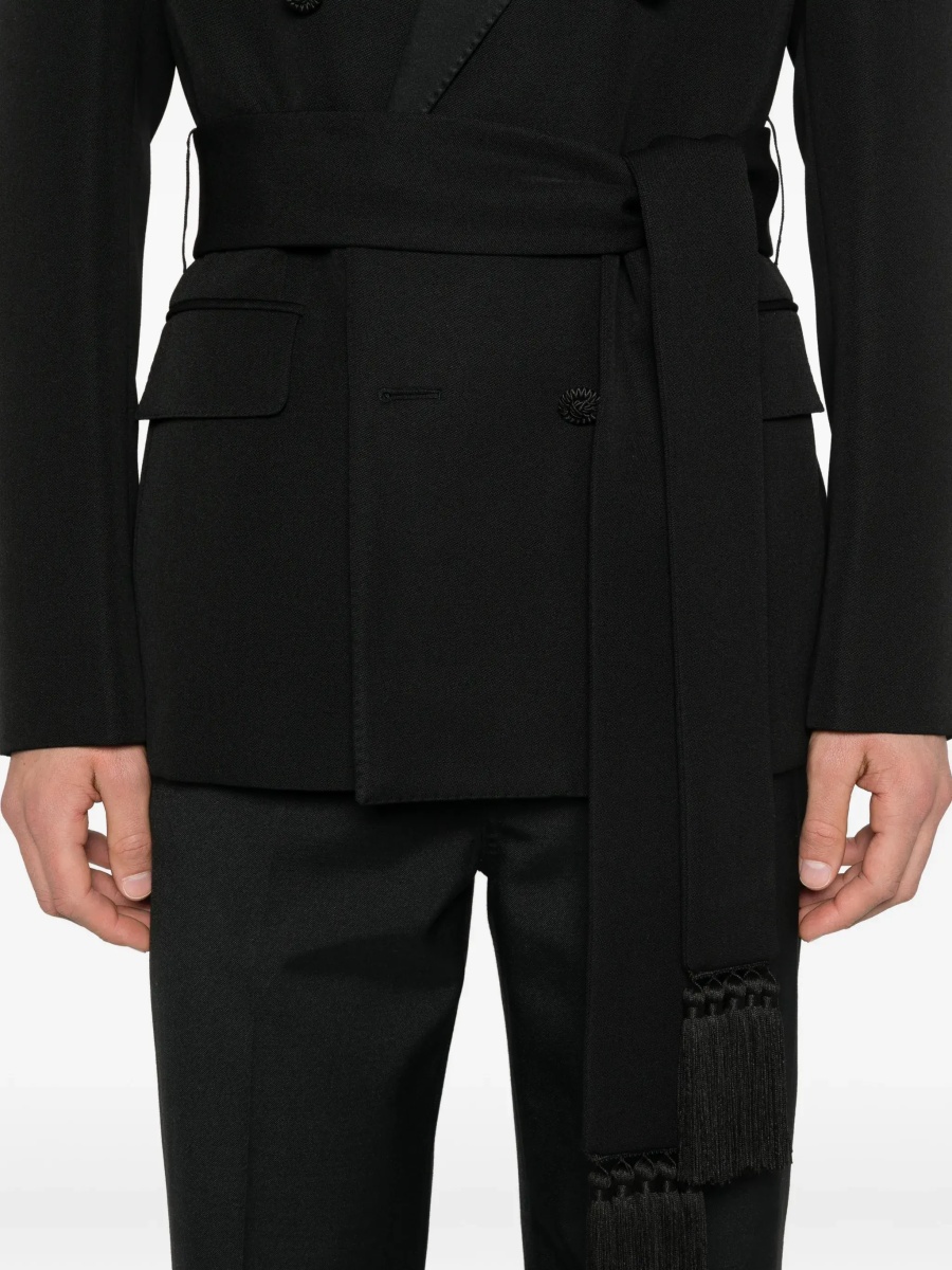 Sacou Double-breasted virgin wool Blazer with belt - Img 7