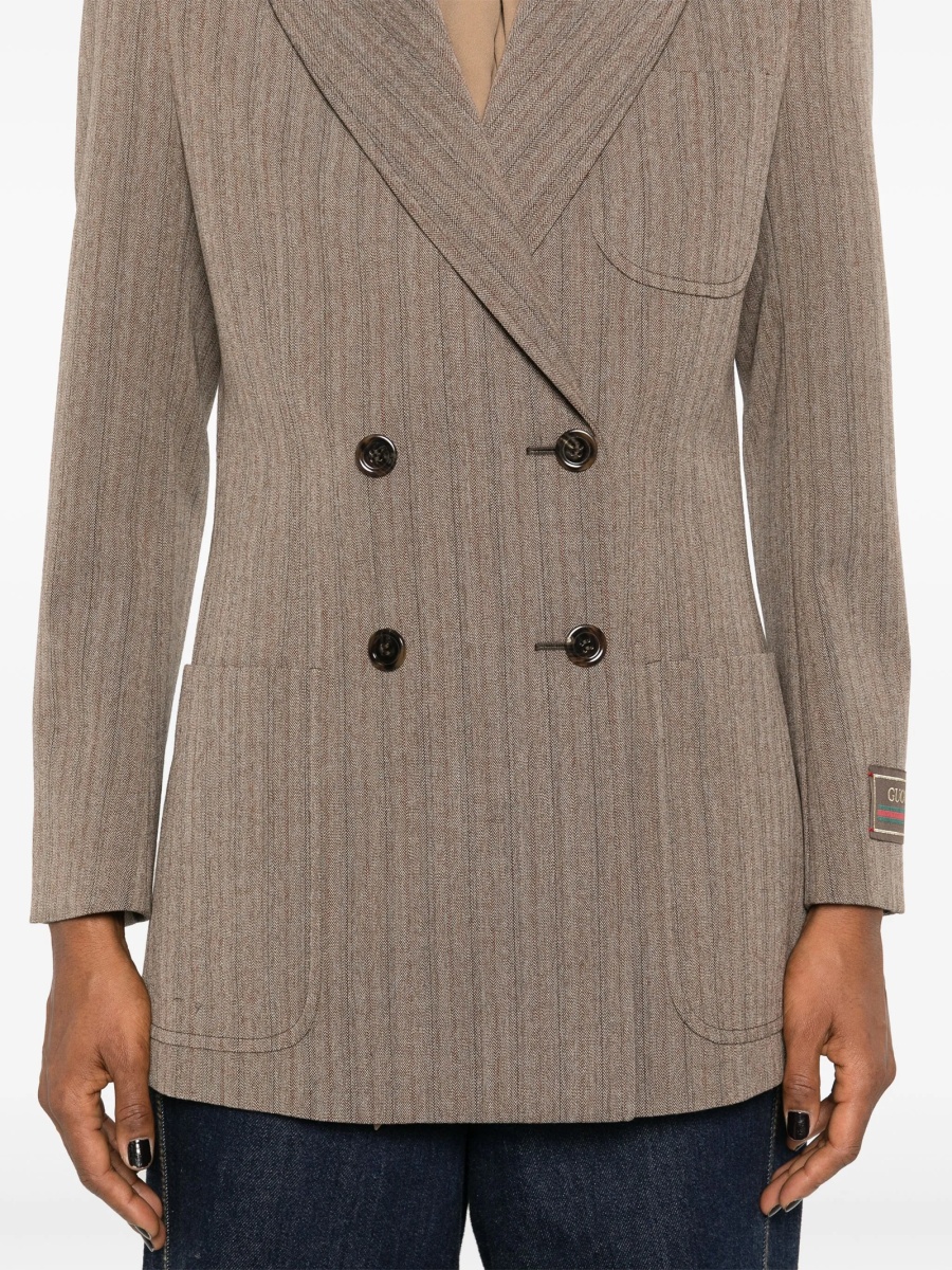 Sacou elegant Gucci maro din polyester si lana - Img 5