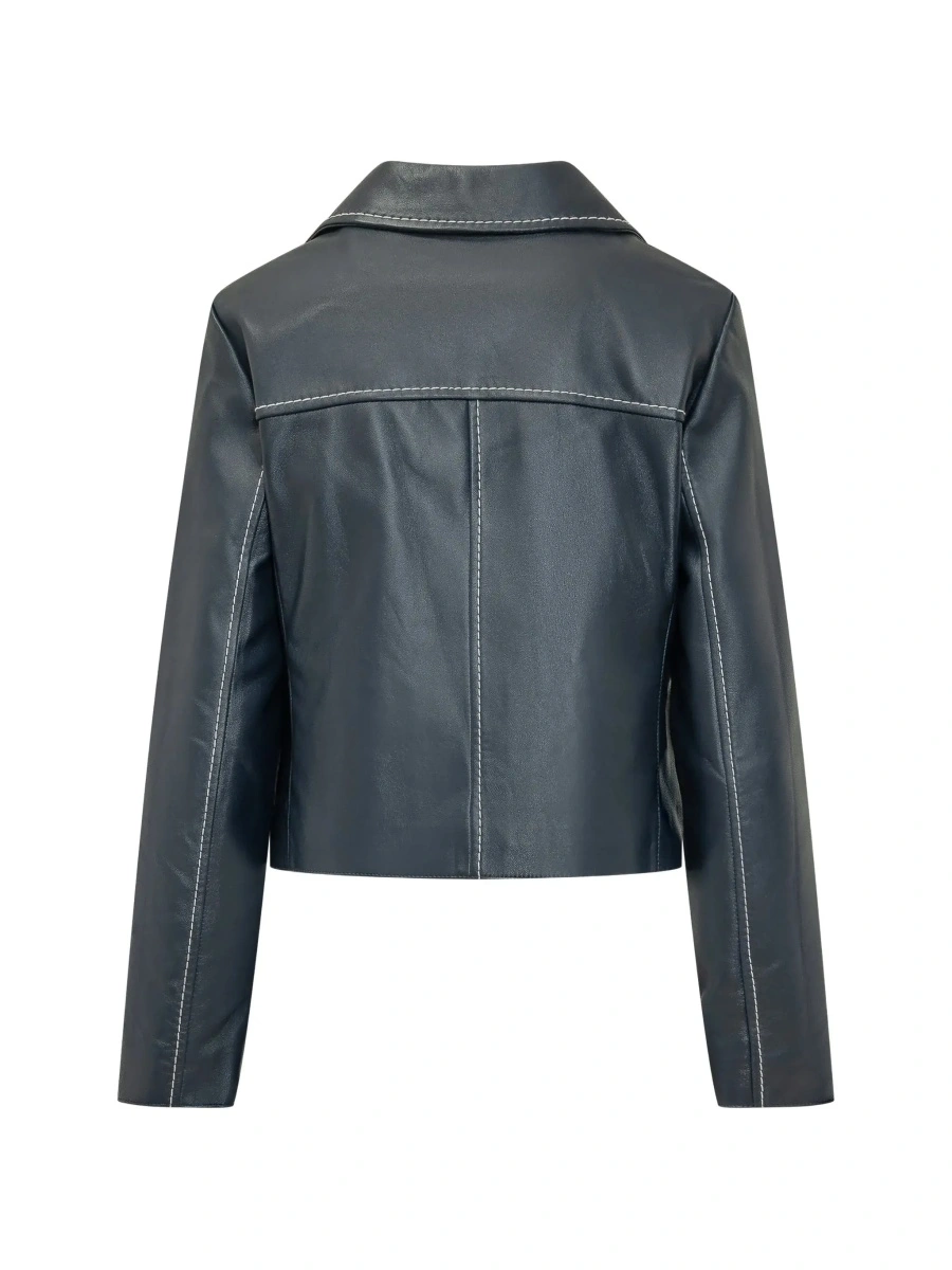 Sacou Michael Kors albastru din piele - Img 4