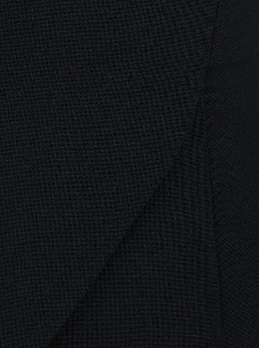 Salopete black Jumpsuit with round neckline and tail insert on the back in stretch wool crêpe for women - Img 3