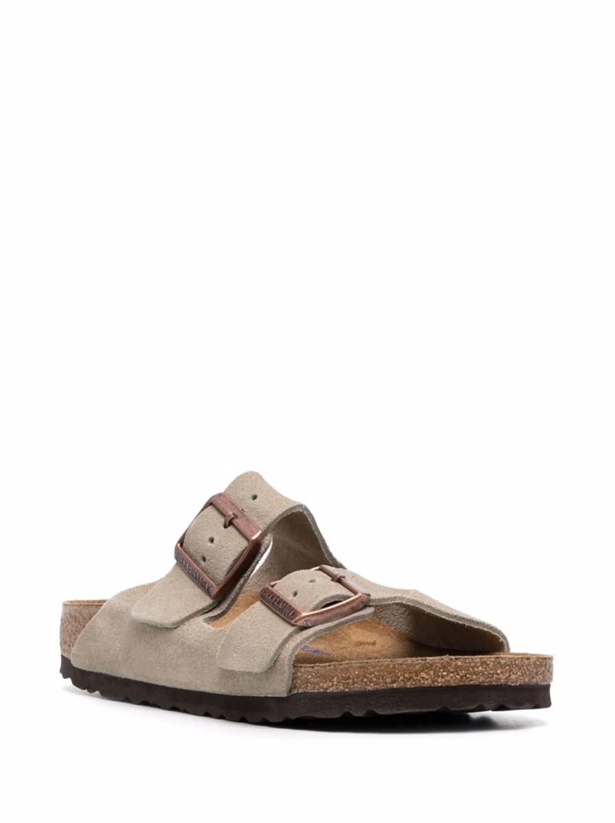 Sandale Birkenstock arizona neutre din piele intoarsa - Img 2