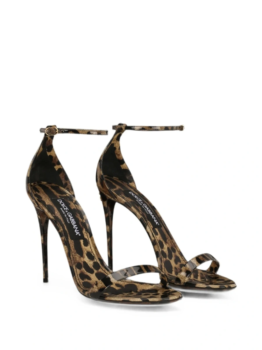 Sandale cu toc Dolce &amp; Gabbana maro din piele - Img 5