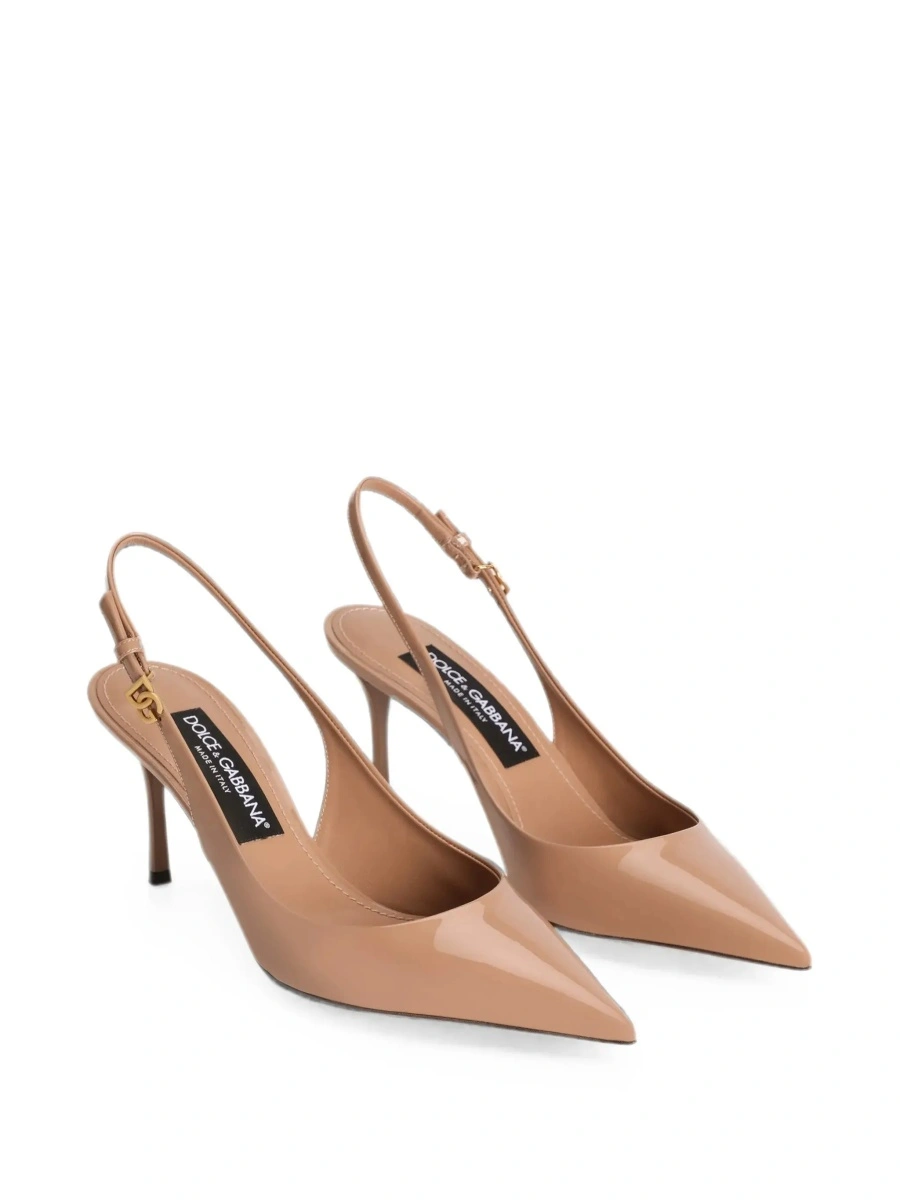 Sandale cu toc Dolce &amp; Gabbana roz din piele lacuita - Img 6