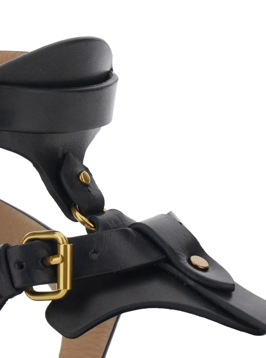 Sandale 'Eveena' Black Sandals with Adjustable Buckle Closure in Leather Woman - Img 4