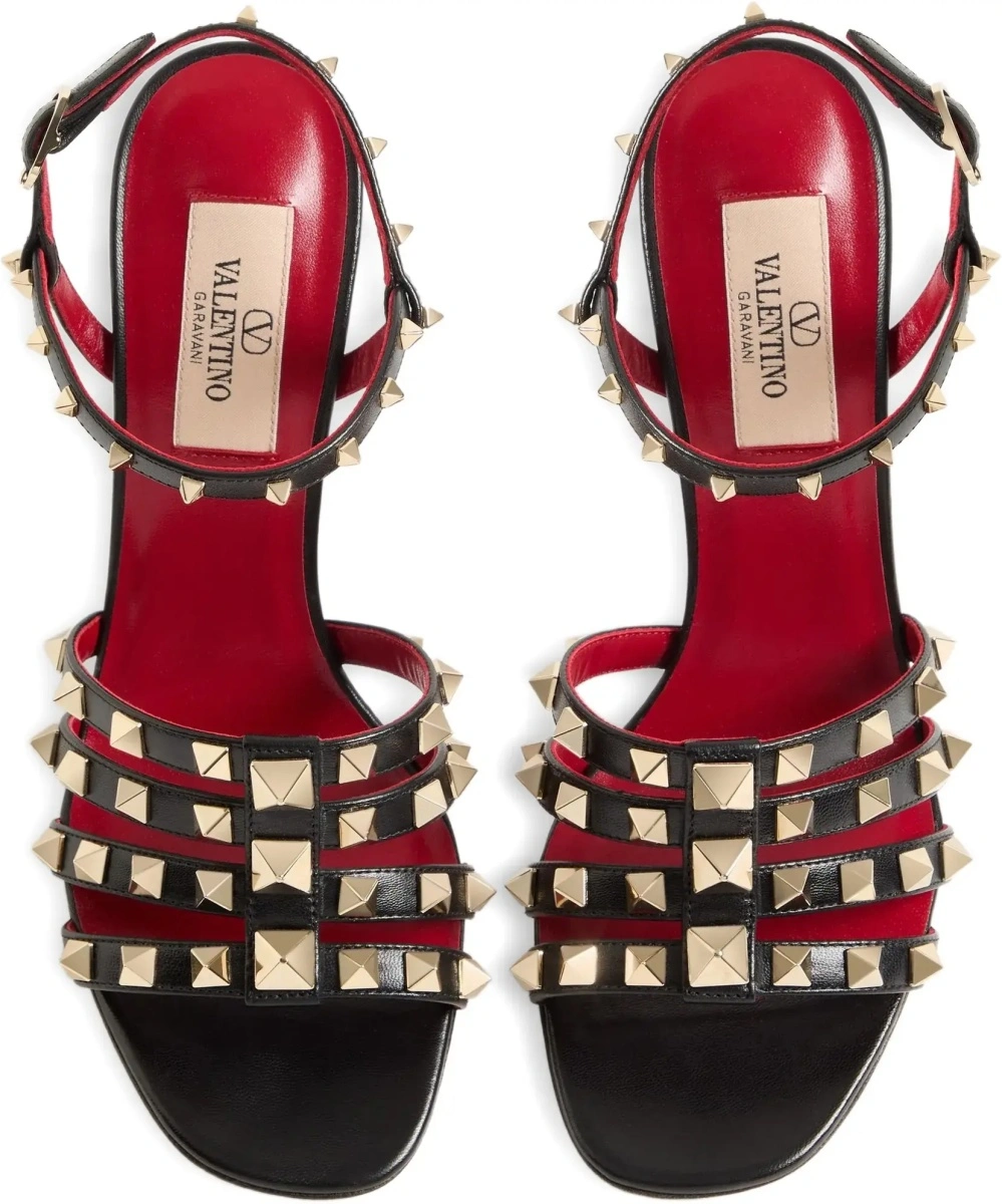 Sandale Valentino Garavani 'Rockstud' negre din piele - Img 5