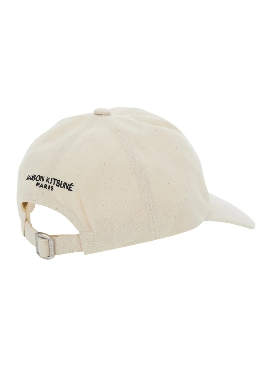 Sapca MAISON KITSUNÉ White Baseball Cap with Fox Head Patch on the Front and Logo Lettering on the Back in Cotton for Men - Img 2