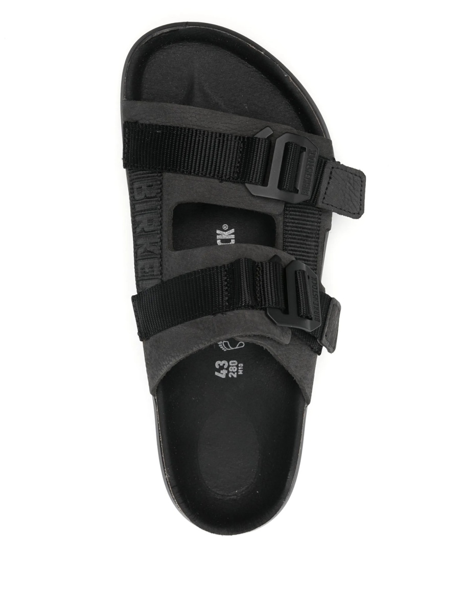 Slapi Birkenstock negri din piele si material textil - Img 4