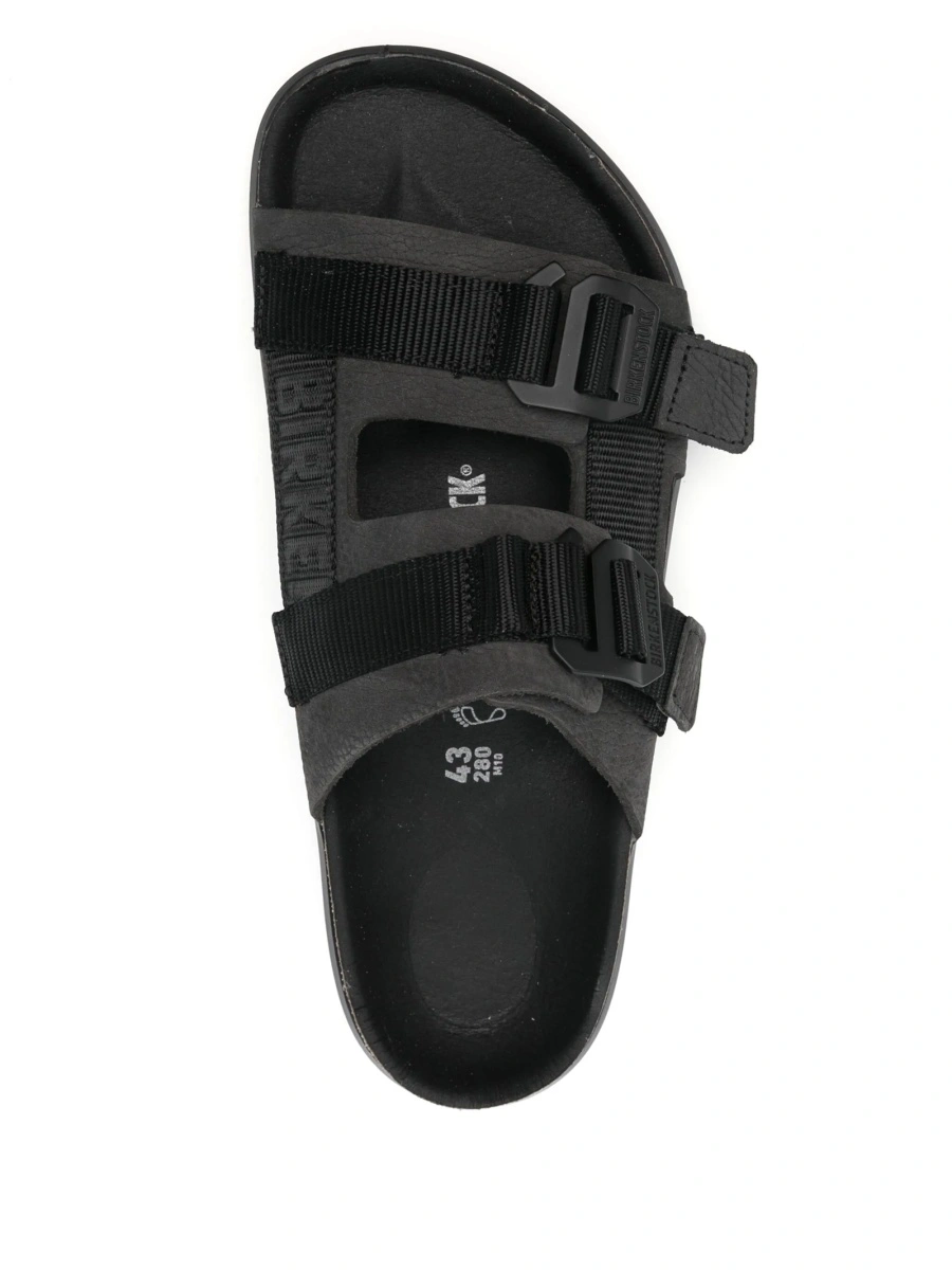 Slapi Birkenstock negri din piele si material textil - Img 4