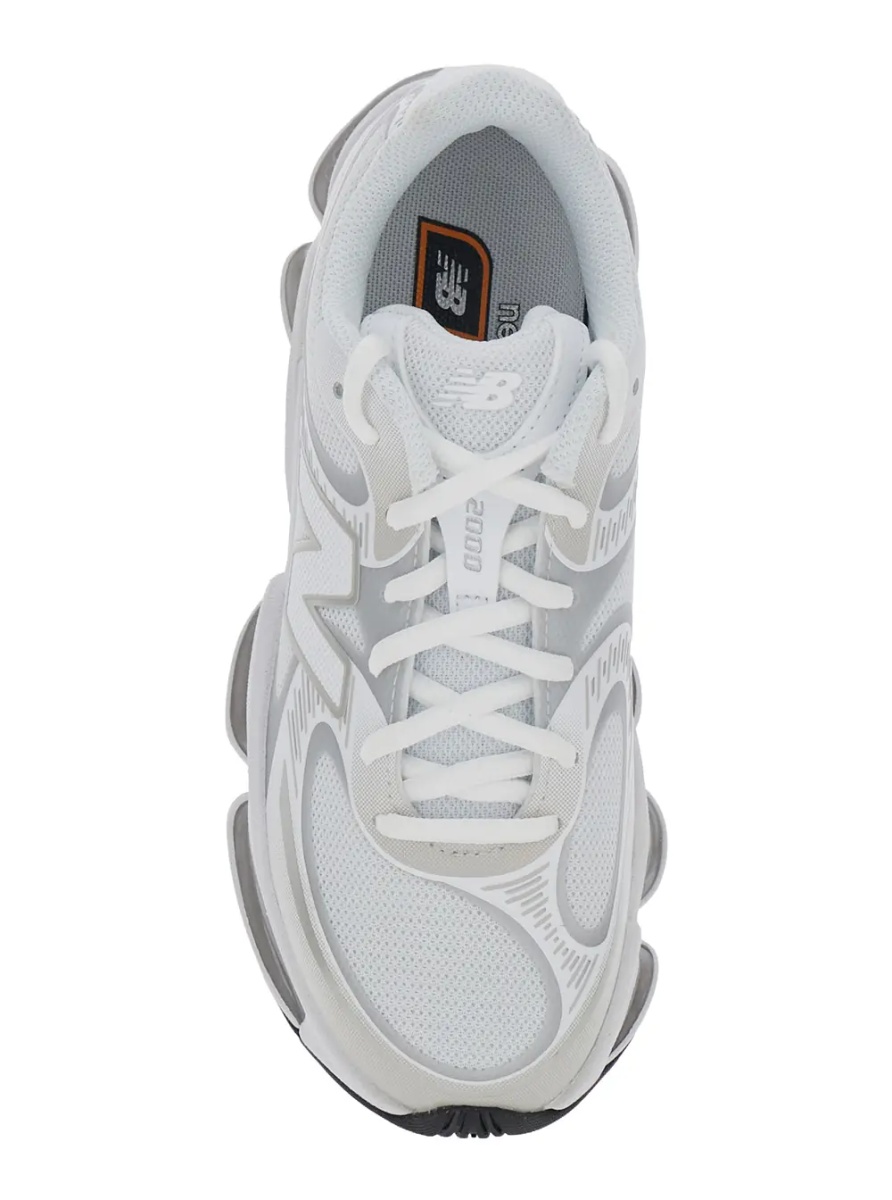 Sneakers '2000' White Low Top Sneakers with Logo Patch on the Side in Leather and Tech Fabric Unisex - Img 4