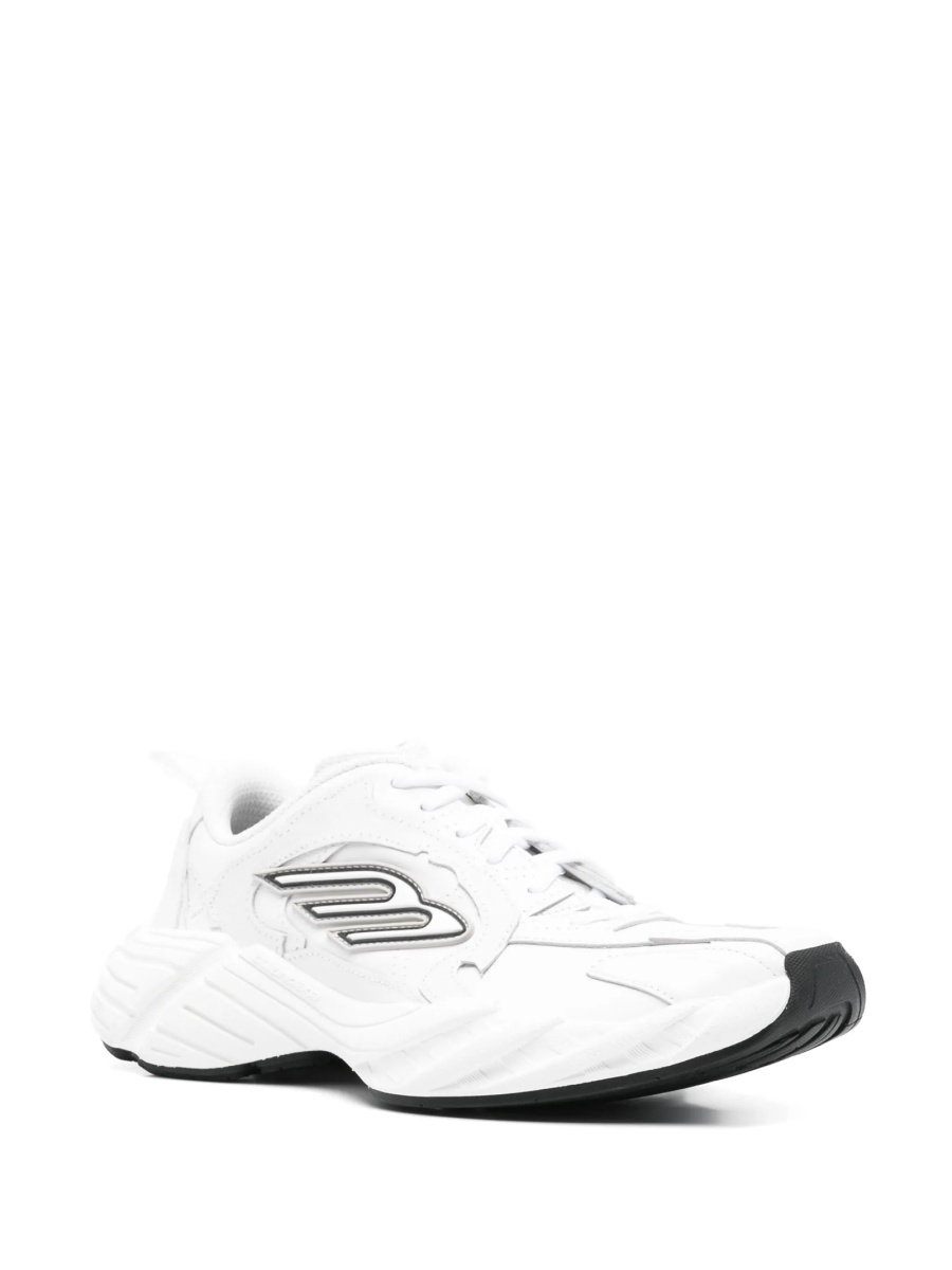 Sneakers Balenciaga albi din piele si material textil - Img 2