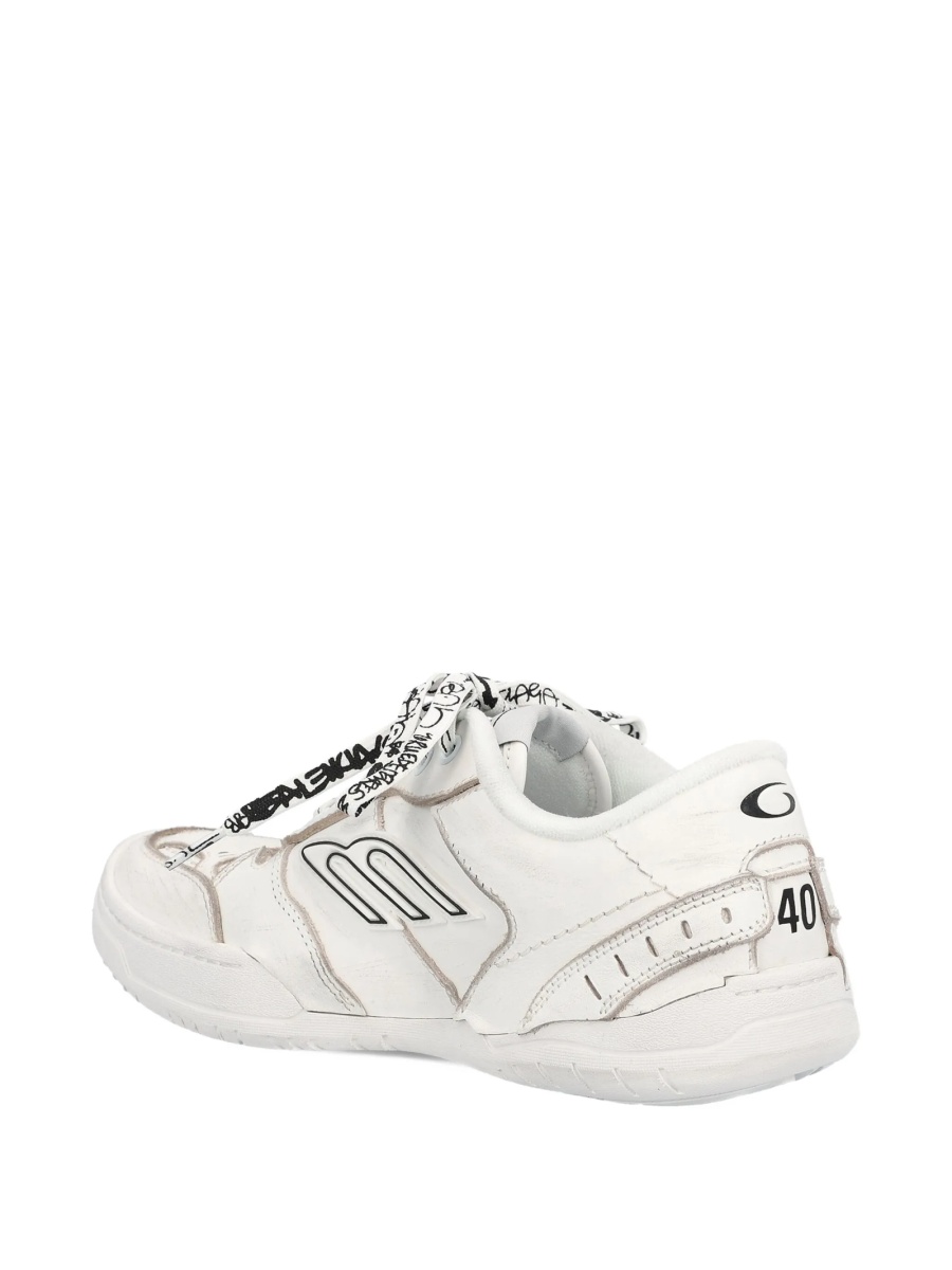 Sneakers Balenciaga albi din polyester si piele - Img 3