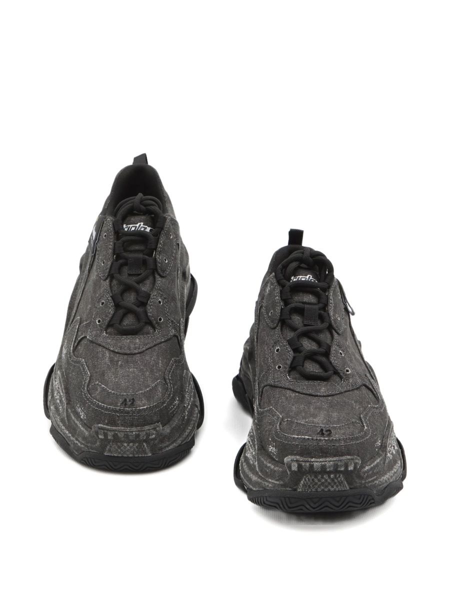 Sneakers Balenciaga Triple S gri din bumbac - Img 5