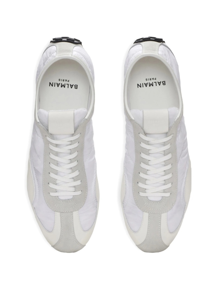 Sneakers Balmain albi din piele intoarsa si nylon - Img 4