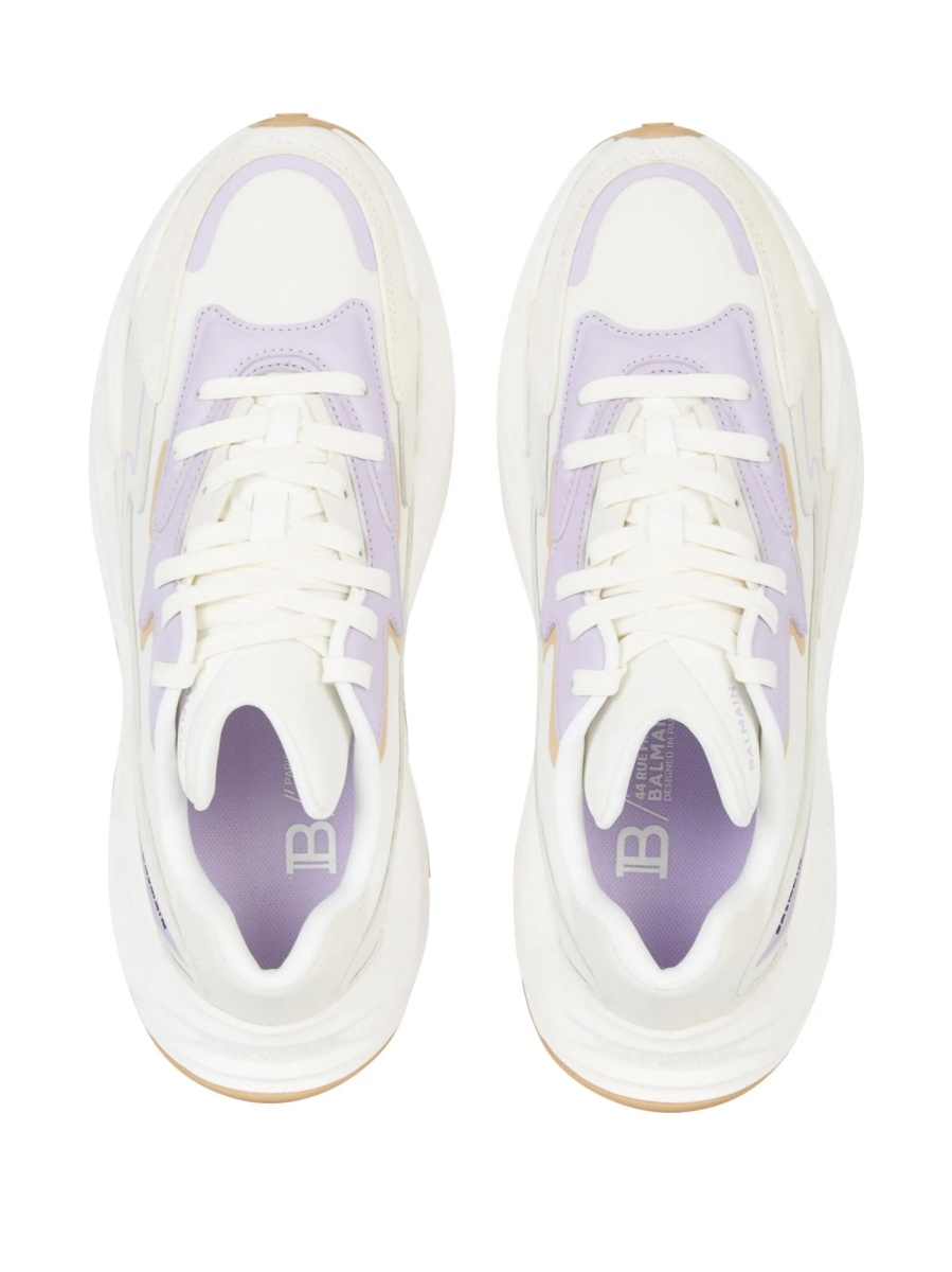 Sneakers Balmain neutri din nylon si piele - Img 4
