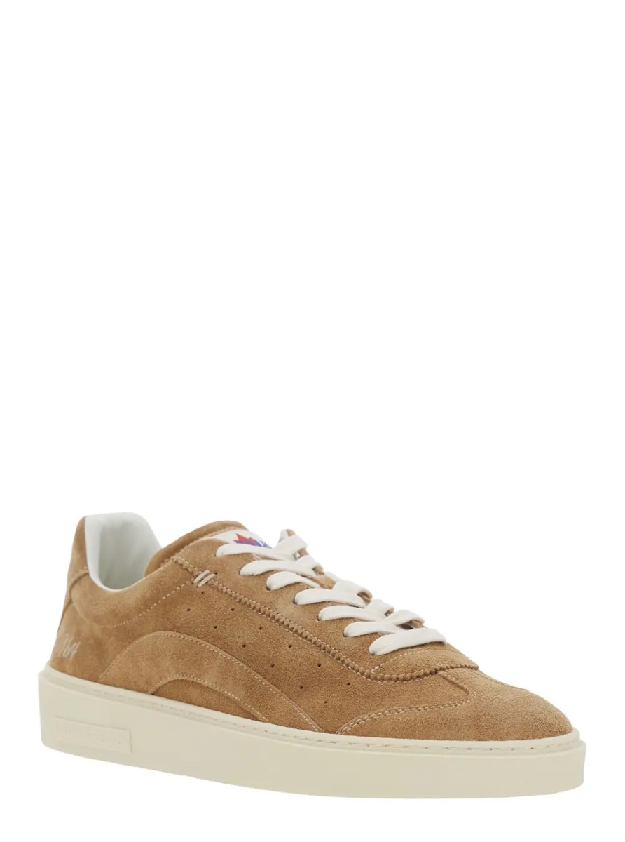 Sneakers Beige Low Top Sneaker with Logo Patch on the Tongue and Logo Lettering on the Heel in Suede for Men - Img 2