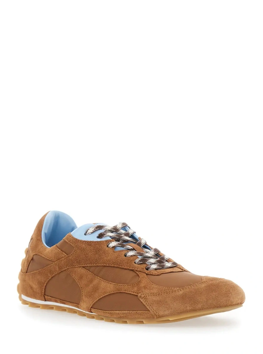 Sneakers Bottega Veneta maro din piele intoarsa si material textil - Img 2