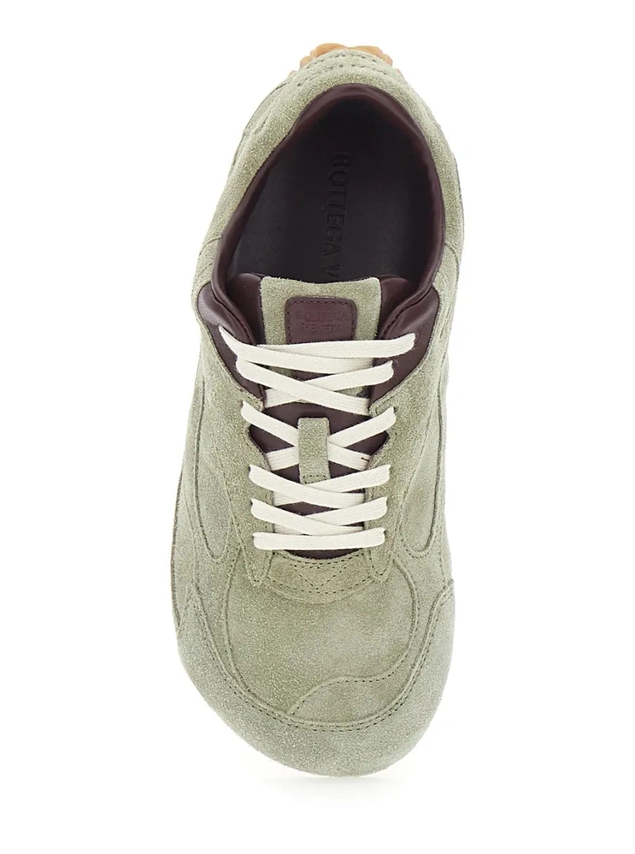 Sneakers Bottega Veneta verzi din piele intoarsa 'Orbit' - Img 4