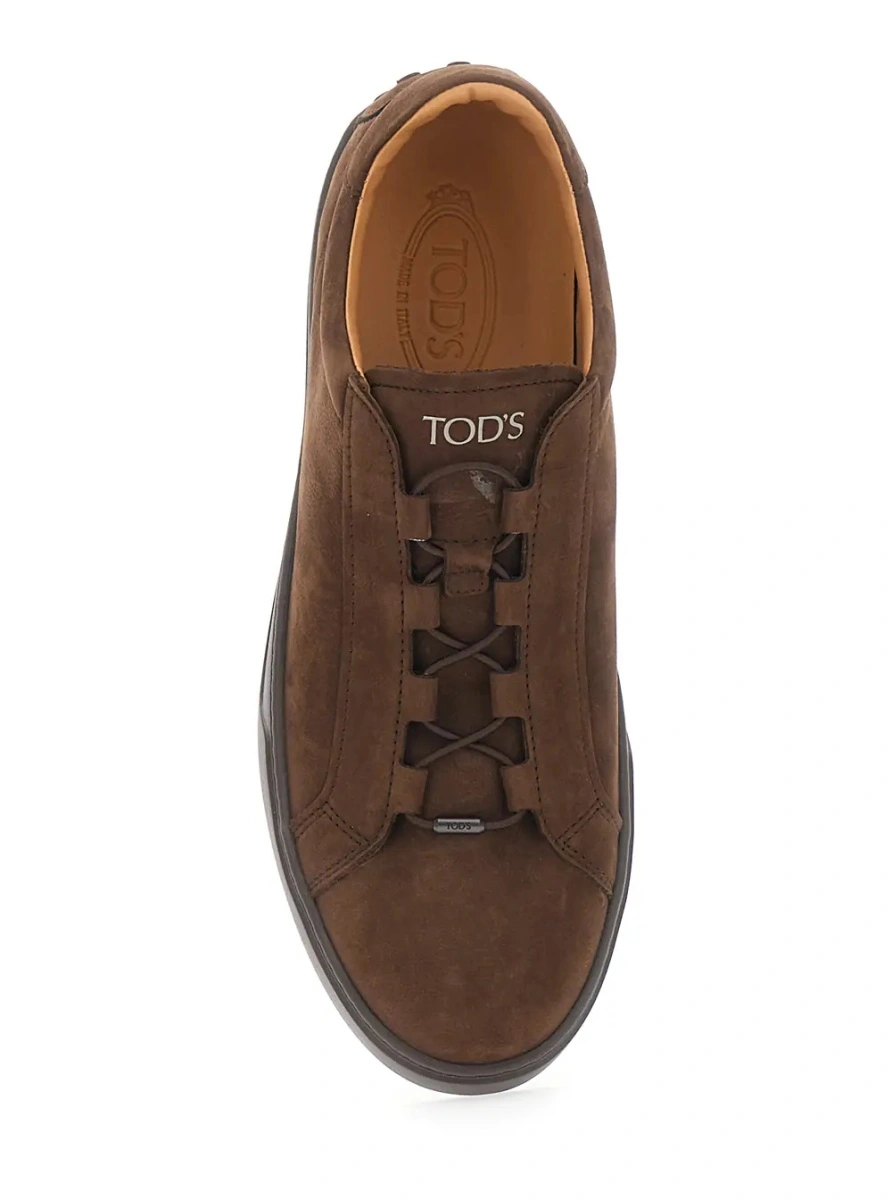 Sneakers Brown Low Top Sneakers with Grooved Sole and Logo Patch on the Tongue in Suede for Men - Img 4