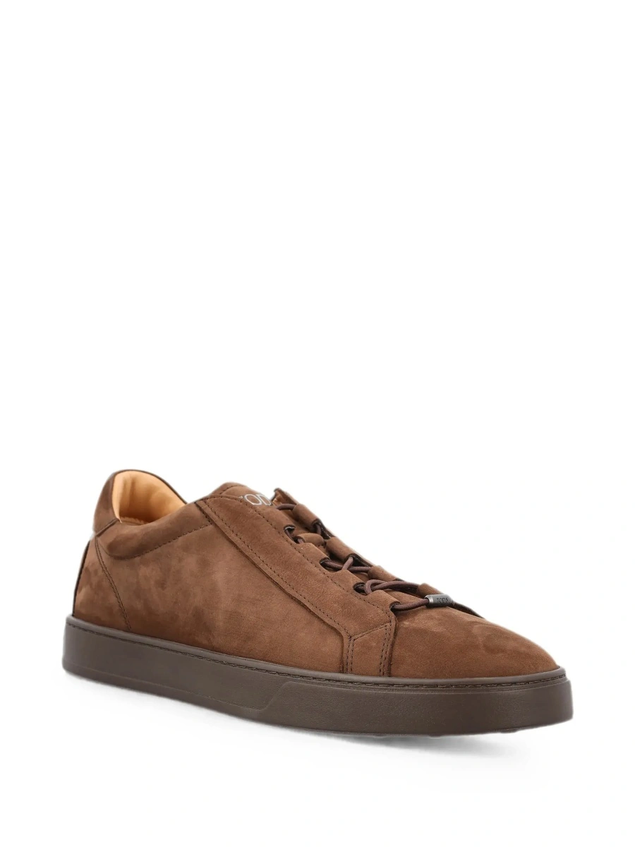 Sneakers Brown Low Top Sneakers with Grooved Sole and Logo Patch on the Tongue in Suede for Men - Img 5