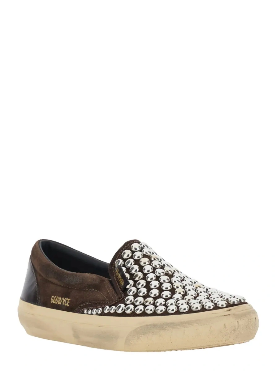 Sneakers Brown Low Top Sneakers with Stud Embellishment in Leather for Women - Img 2