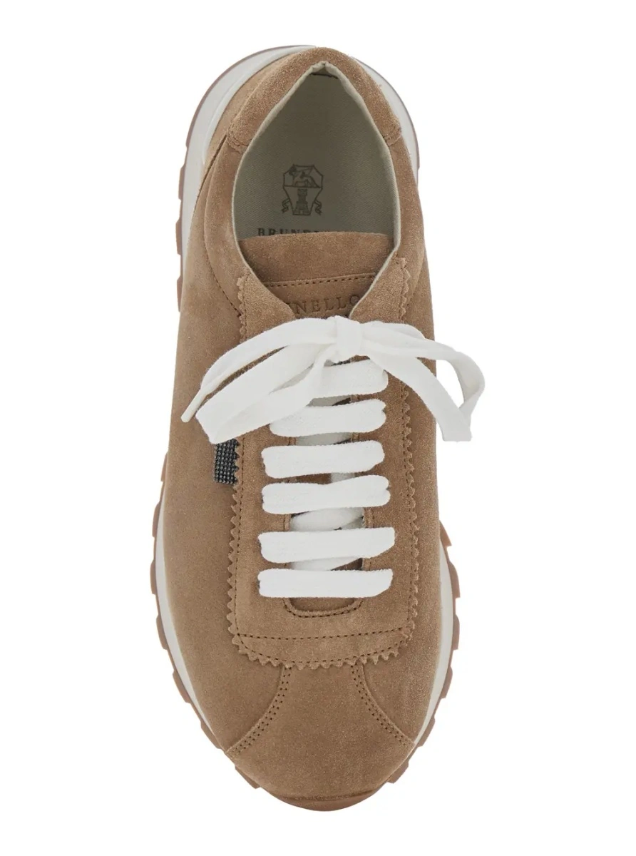 Sneakers Brunello Cucinelli maro din piele intoarsa - Img 4