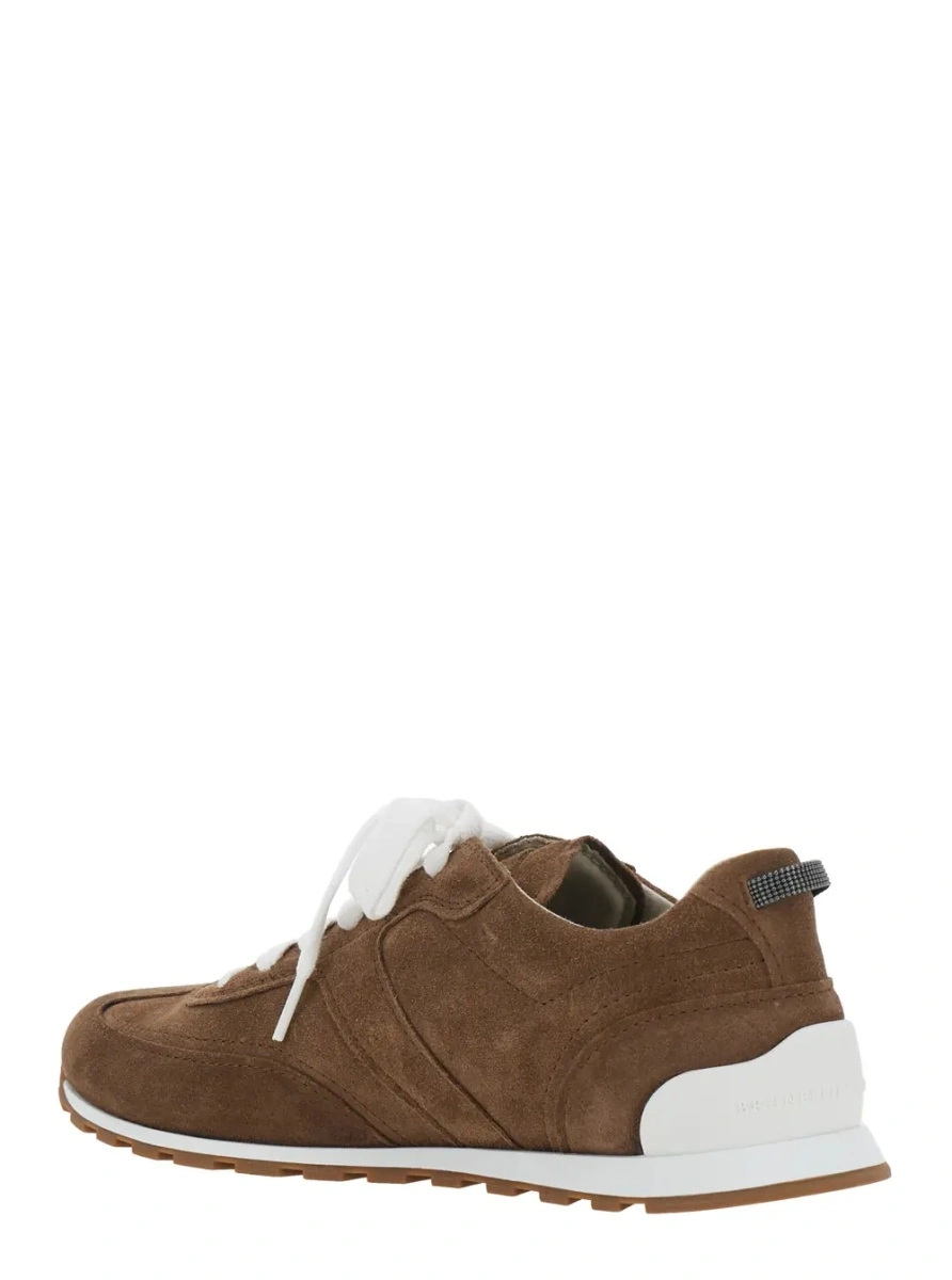 Sneakers Brunello Cucinelli maro din piele intoarsa - Img 3