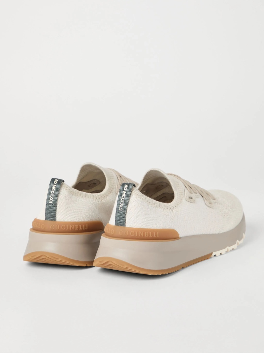 Sneakers Brunello Cucinelli neutri din bumbac si nylon - Img 3