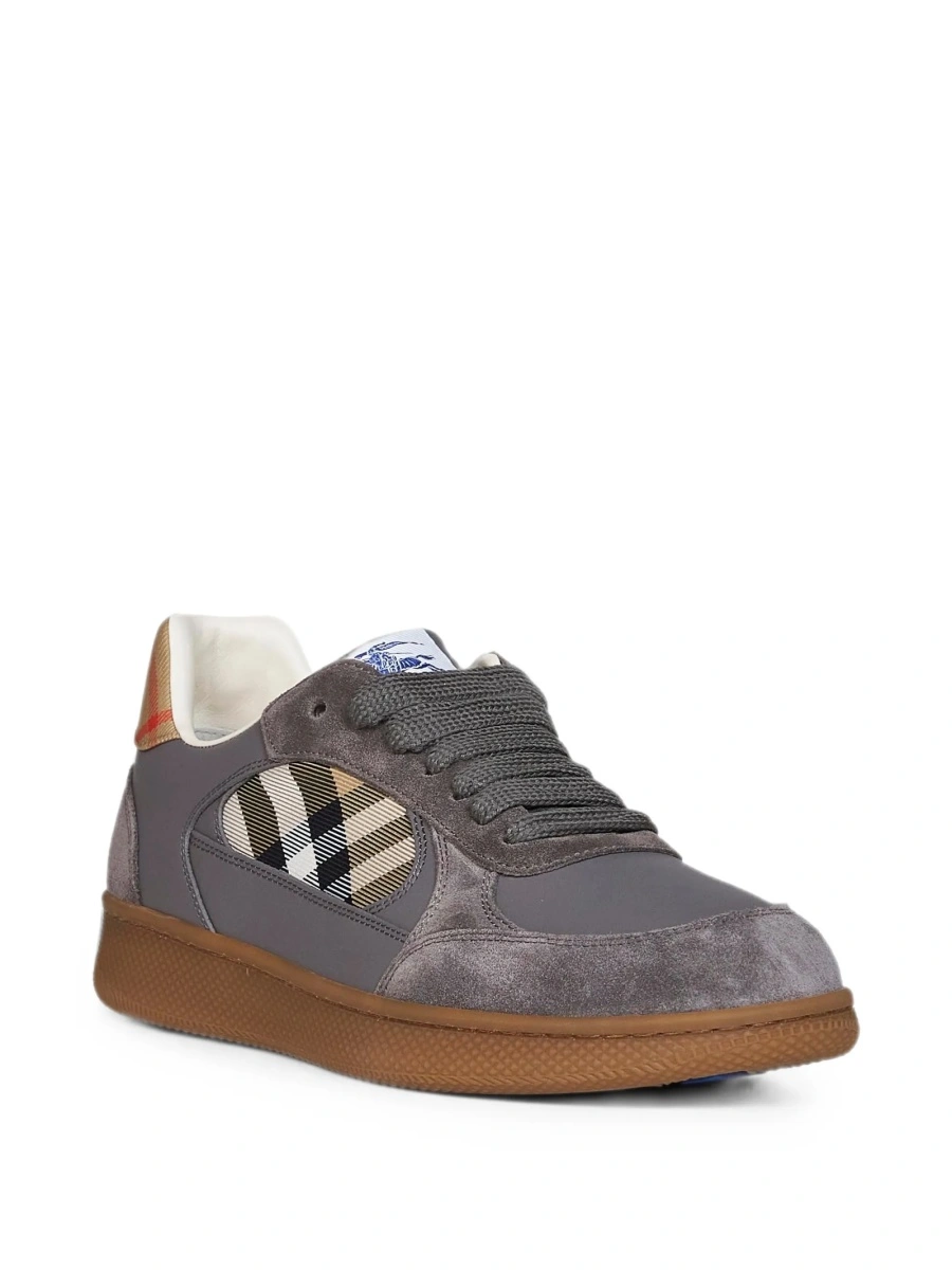 Sneakers Burberry gri din poliamida si piele intoarsa - Img 2