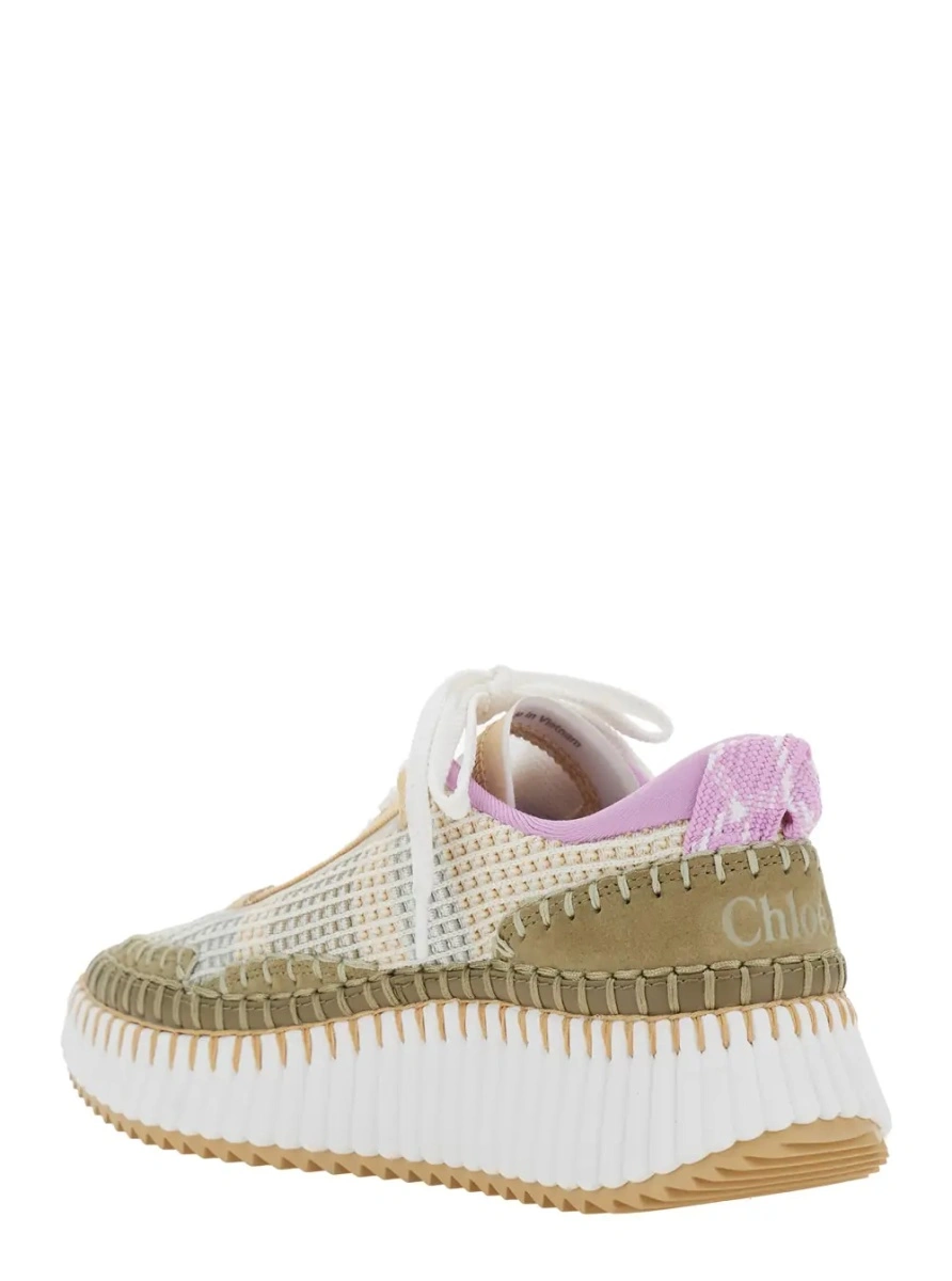 Sneakers Chloe 'Nama' bej din piele intoarsa - Img 3