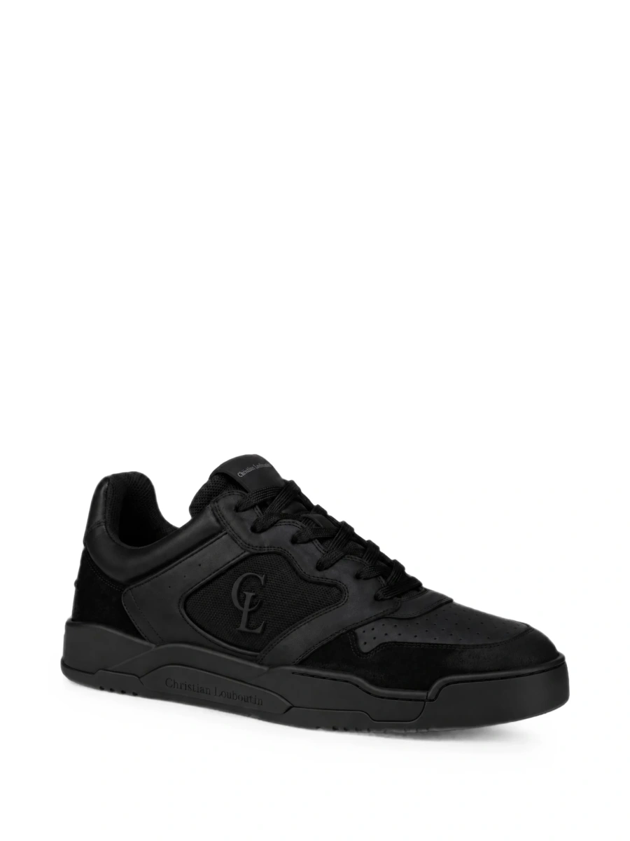 Sneakers Christian Louboutin negri din piele si material textil - Img 2