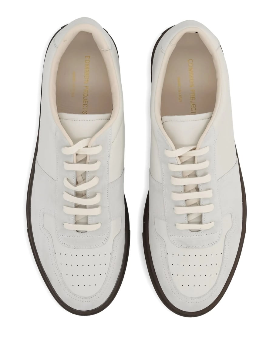 Sneakers Common Projects neutri din piele intoarsa si piele - Img 5