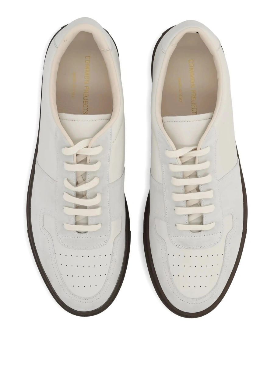 Sneakers Common Projects neutri din piele intoarsa si piele - Img 5