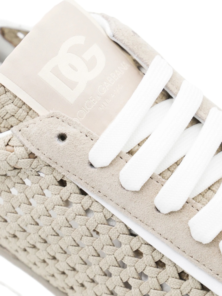 Sneakers Dolce &amp; Gabbana neutri din bumbac si piele intoarsa - Img 4