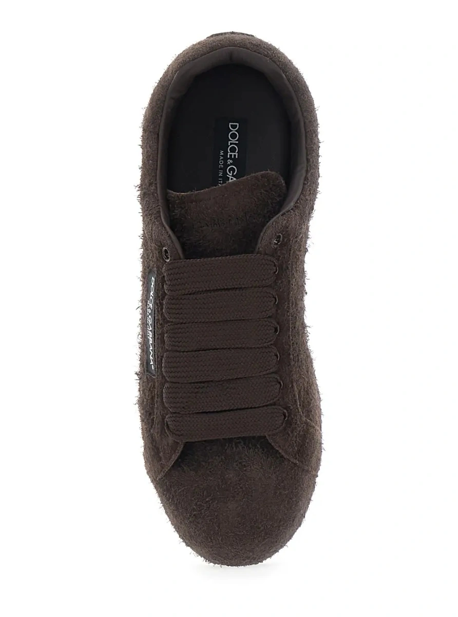 Sneakers Dolce &amp; Gabbana 'Portofino' maro din piele intoarsa - Img 4