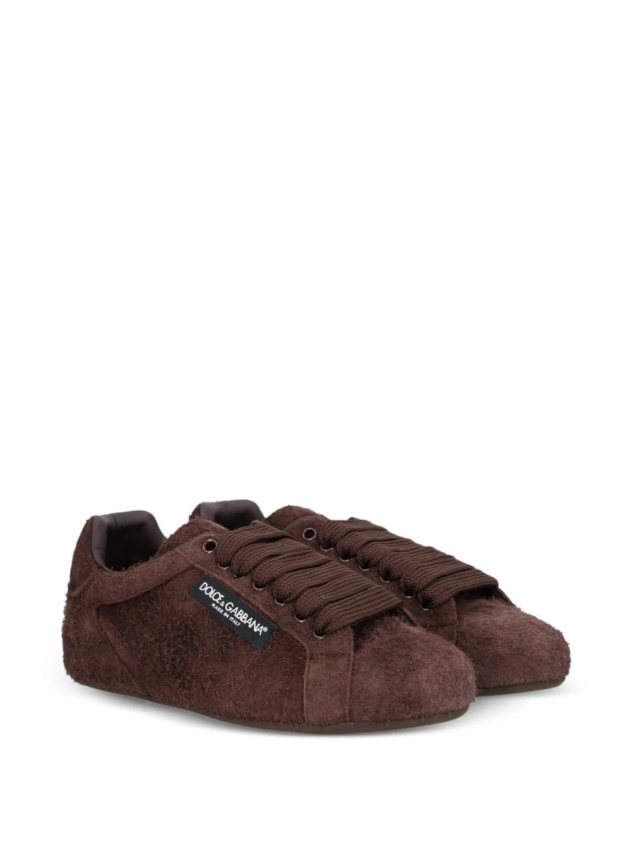 Sneakers Dolce &amp; Gabbana 'Portofino' maro din piele intoarsa - Img 5