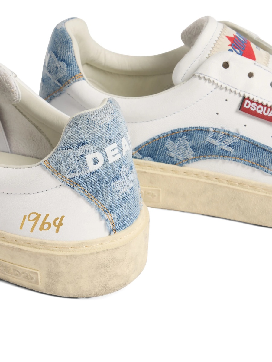 Sneakers DSQUARED2 albi din material textil si piele - Img 5