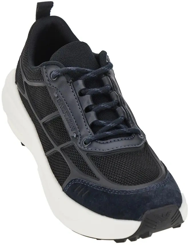 Sneakers Emporio Armani albastri din mesh - Img 2