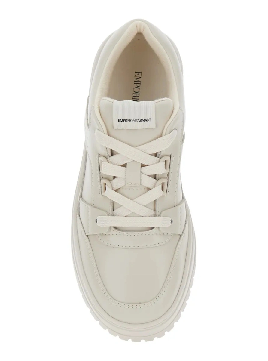 Sneakers EMPORIO ARMANI KIDS bej din piele - Img 4
