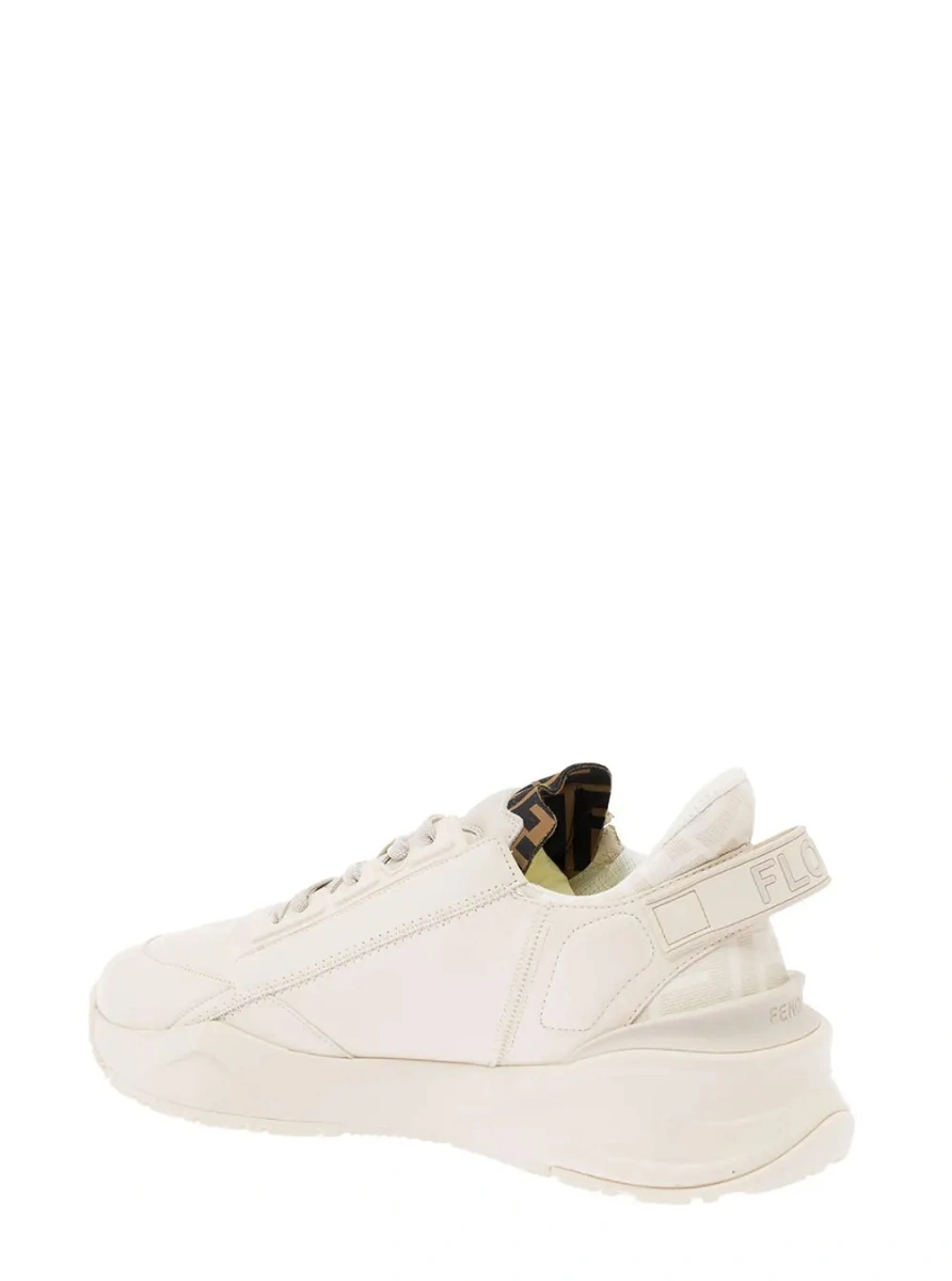 Sneakers Fendi 'Flow' albi din piele si jacquard FF - Img 3